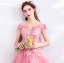 Flower Fairy Candy Pink Floor-Length / Long Prom Dresses 2018 Ball Gown Tulle Strapless Appliques Backless Beading Prom Evening Dresses