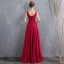 Modest / Simple Floor-Length / Long Burgundy Evening Dresses  2018 Charmeuse A-Line / Princess V-Neck Backless Beading Evening Party Formal Dresses