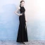 Modest / Simple Black Floor-Length / Long Evening Dresses  2018 Trumpet / Mermaid High Neck Lace Charmeuse Evening Party Formal Dresses