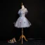 Chic / Beautiful Lavender Short Graduation Dresses 2018 A-Line / Princess U-Neck Tulle Butterfly Appliques Backless Beading Homecoming Formal Dresses