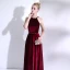 Stylowe / Modne Burgund Długie Sukienki Wieczorowe 2018 Princessa Charmeuse Bez Pleców Frezowanie Sukienki Wizytowe
