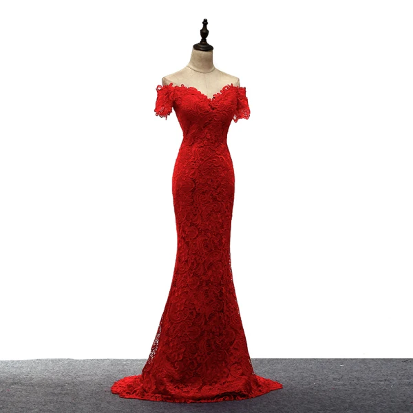 Amazing / Unique Red Evening Dresses 2017 Trumpet / Mermaid V-Neck Lace Beading Appliques Backless Evening Party Formal Dresses
