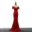 Amazing / Unique Red Evening Dresses  2017 Trumpet / Mermaid V-Neck Lace Beading Appliques Backless Evening Party Formal Dresses