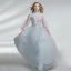 Mode Silver Aftonklänningar 2017 Prinsessa Tyll Hållare Beading Halterneck Broderade Afton Formella Klänningar