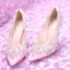 Chic / Beautiful Purple 2017 PU Prom Beading Crystal Rhinestone Womens Shoes