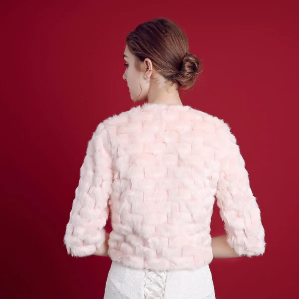 Rougissant Rose Hiver 1/2 Manches Encolure Dégagée Fausse Fourrure Soirée Promo Mariage Manteaux / vestes 2017