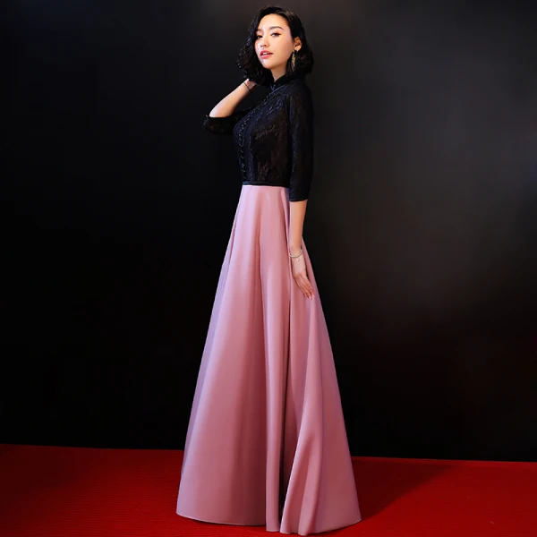 Chic / Beautiful Black Evening Dresses 2018 Floor-Length / Long A-Line / Princess High Neck Buttons Lace Chic / Beautiful Black Evening Dresses 2018 Floor-Length / Long A-Line / Princess High Neck Buttons Lace