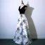 Chic / Beautiful Burgundy Evening Dresses  2018 A-Line / Princess V-Neck Floor-Length / Long Charmeuse Printing Evening Party Formal Dresses