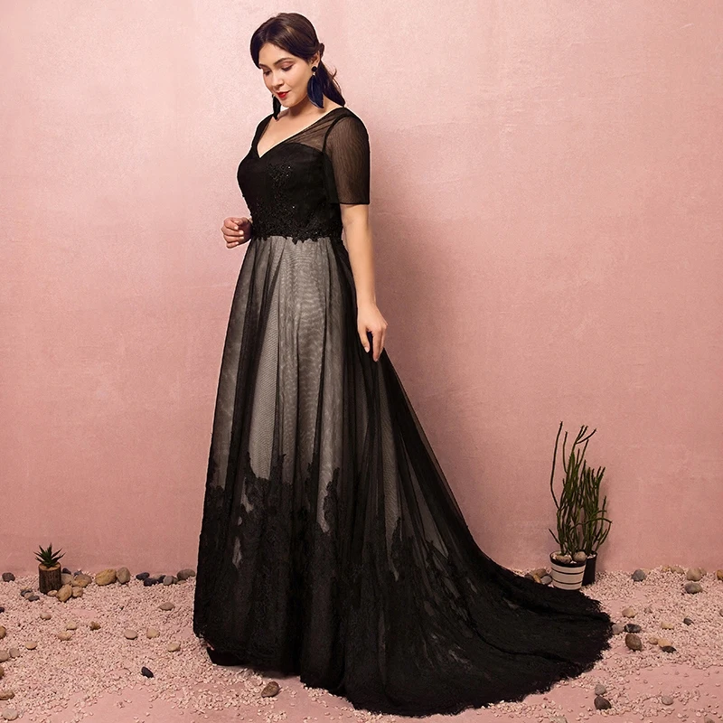 chinese dress ladies Modern Black Lace One-Shoulder Front Split Prom Evening Dresses