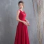 Modest / Simple Floor-Length / Long Burgundy Evening Dresses  2018 Charmeuse A-Line / Princess V-Neck Backless Beading Evening Party Formal Dresses
