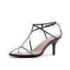 Modern / Fashion Black Beach Leather Strappy T-Strap Open / Peep Toe 8 cm Sandals High Heels Womens Shoes 2018