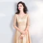 Sparkly Bling Bling Gold Floor-Length / Long Evening Dresses  2018 A-Line / Princess V-Neck Tulle Backless Beading Sequins Evening Party Formal Dresses