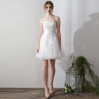 Affordable White Crossed Straps Wedding Dresses 2018 A Line Princess Tulle Sequins Strapless Wedding