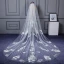 Chic / Belle Blanche Cathedral Train Mariage Appliques Fleur Tulle Voile De Mariée 2018