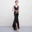 Unique Sexy Schwarz Asymmetrisch Abendkleider 2018 Mermaid Tülle V-Ausschnitt Rückenfreies Perlenstickerei Pailletten Festliche Kleider