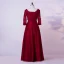 Vintage / Originale Bordeaux Grande Taille Robe De Soirée 2020 Princesse V-Cou Longue Manches Longues Fait main Dentelle 3D Perlage Faux Diamant Couleur Unie Soirée Robe De Ceremonie