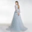 Mode Silver Aftonklänningar 2017 Prinsessa Tyll Hållare Beading Halterneck Broderade Afton Formella Klänningar
