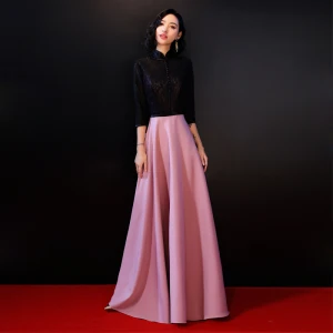 Chic Beautiful Black Evening Dresses 2018 Floor Length Long A Line Princess High Neck Buttons Lace Embroidered Evening Party Formal Dresses