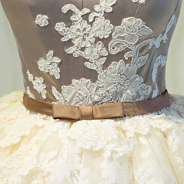 Chic / Beautiful Champagne Graduation Dresses 2018 A-Line / Princess Tulle Appliques Backless Embroidered Homecoming Formal Dresses