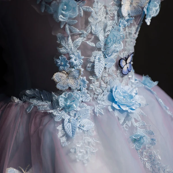 Chic / Beautiful Lavender Short Graduation Dresses 2018 A-Line / Princess U-Neck Tulle Butterfly Appliques Backless Beading Homecoming Formal Dresses