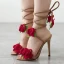 Modern / Fashion Red 2018 High Heels Homecoming Appliques Beading 11 cm Sandals Stiletto Heels Open / Peep Toe Womens Shoes