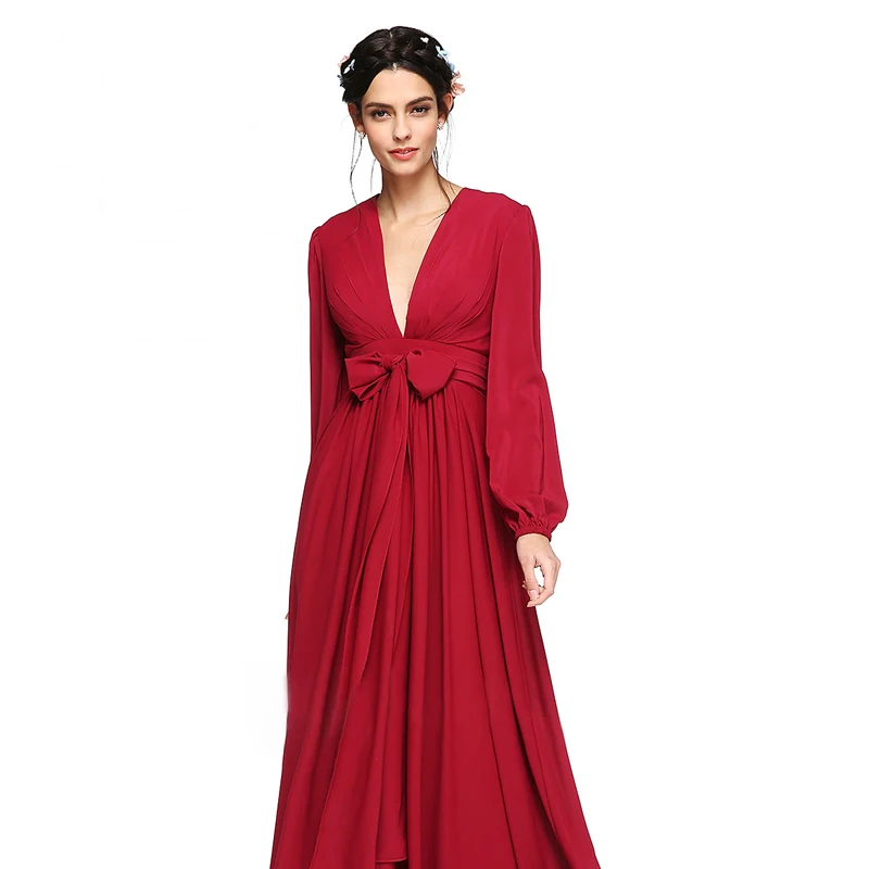 sachin and babi light blue dress Modest Simple Sexy Red Evening Dresses 2020 A Line Princess Floor Length  Long Deep V Neck Long Sleeve Puffy Cocktail Party Evening Party Formal  Dresses