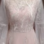 Classic Elegant Blushing Pink Plus Size Evening Dresses  2020 A-Line / Princess Floor-Length / Long Long Sleeve U-Neck Tulle 3D Lace Appliques Embroidered Evening Party Formal Dresses