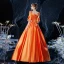 Vintage / Retro Elegant Medieval Orange Ball Gown Prom Dresses 2021 1/2 Sleeves Square Neckline Crossed Straps Floor-Length / Long Beading Star Cosplay Prom
