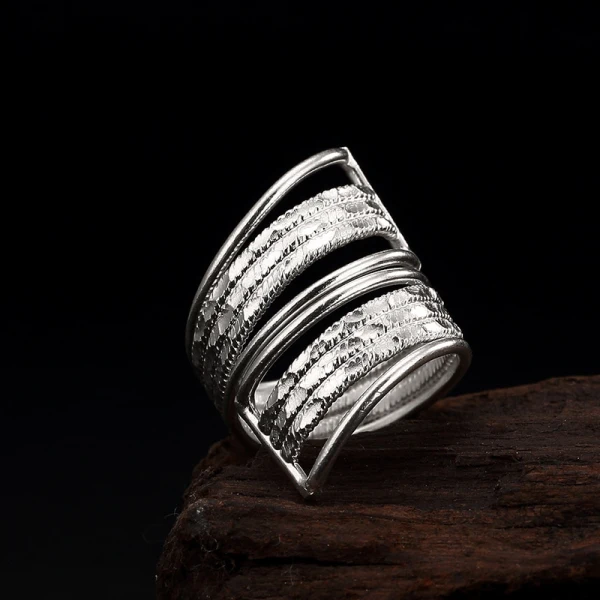 Modern / Fashion Silver Handmade  Solid Color Faith Band Ring Sterling Silver Rave Club Rings 2019 Accessories