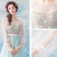 Chic / Beautiful Pool Blue Evening Dresses  2017 A-Line / Princess U-Neck Tulle Appliques Backless Beading Evening Party Formal Dresses