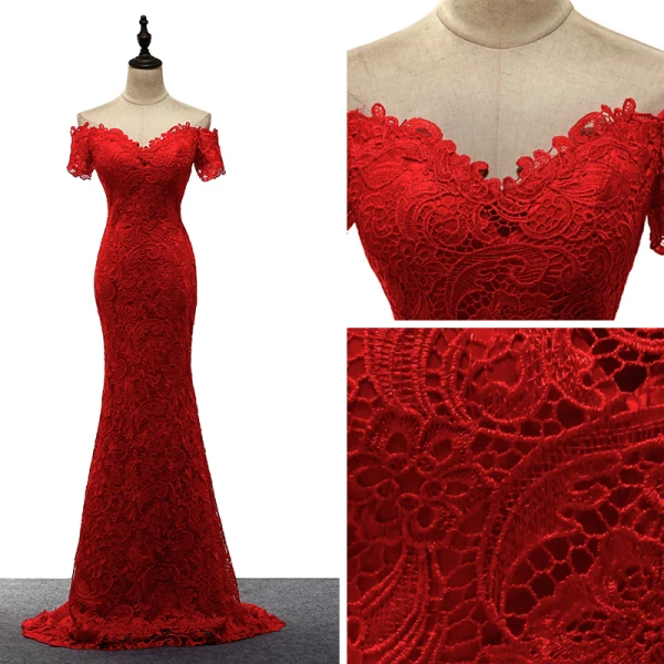Amazing / Unique Red Evening Dresses 2017 Trumpet / Mermaid V-Neck Lace Beading Appliques Backless Evening Party Formal Dresses