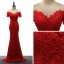 Amazing / Unique Red Evening Dresses  2017 Trumpet / Mermaid V-Neck Lace Beading Appliques Backless Evening Party Formal Dresses