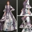 Vintage Multifarben Lange Ballkleid Ballkleider 2018 3/4 Ärmel U-Ausschnitt Schnüren Charmeuse Applikationen Rückenfreies Drucken Ball Festliche Kleider