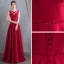 Modest / Simple Floor-Length / Long Burgundy Evening Dresses  2018 Charmeuse A-Line / Princess V-Neck Backless Beading Evening Party Formal Dresses