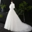 Vintage Weiß Plus Größe Brautkleider / Hochzeitskleider 2021 A Linie V-Ausschnitt Kurze Ärmel Rückenfreies Handgefertigt Kapelle-Schleppe Hochzeit