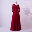 Vintage / Originale Bordeaux Grande Taille Robe De Soirée 2020 Princesse V-Cou Longue Manches Longues Fait main Dentelle 3D Perlage Faux Diamant Couleur Unie Soirée Robe De Ceremonie