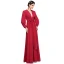 Modest / Simple Sexy Red Evening Dresses  2020 A-Line / Princess Floor-Length / Long Deep V-Neck Long Sleeve Puffy Cocktail Party Evening Party Formal Dresses
