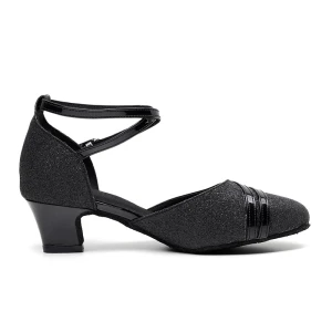 Slående Bling Bling Svart Latin Dansesko 2020 Lær Sommer Dancing Ball Paljetter Sandaler Rund Tå Damesko