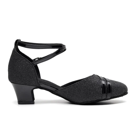 Stunning Bling Bling Black Latin Dance Shoes 2020 Leather Summer Dancing Prom Sequins Sandals Round Toe Womens Shoes