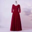 Vintage / Originale Bordeaux Grande Taille Robe De Soirée 2020 Princesse V-Cou Longue Manches Longues Fait main Dentelle 3D Perlage Faux Diamant Couleur Unie Soirée Robe De Ceremonie