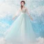 Chic / Beautiful Pool Blue Evening Dresses  2017 A-Line / Princess U-Neck Tulle Appliques Backless Beading Evening Party Formal Dresses