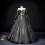 Elegant Chic / Beautiful Black Star Sequins Prom Dresses 2022 Ball Gown Off-The-Shoulder Short Sleeve Backless Appliques Lace Flower Floor-Length / Long