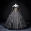 Elegant Chic / Beautiful Black Star Sequins Prom Dresses 2022 Ball Gown Off-The-Shoulder Short Sleeve Backless Appliques Lace Flower Floor-Length / Long