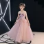 Elegant Pearl Pink Flower Girl Dresses 2019 A-Line / Princess Spaghetti Straps Sleeveless Appliques Lace Beading Floor-Length / Long Ruffle Backless Wedding Party Dresses