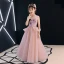 Elegant Pearl Pink Flower Girl Dresses 2019 A-Line / Princess Spaghetti Straps Sleeveless Appliques Lace Beading Floor-Length / Long Ruffle Backless Wedding Party Dresses