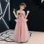 Elegant Pearl Pink Flower Girl Dresses 2019 A-Line / Princess Spaghetti Straps Sleeveless Appliques Lace Beading Floor-Length / Long Ruffle Backless Wedding Party Dresses
