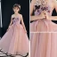 Elegant Pearl Pink Flower Girl Dresses 2019 A-Line / Princess Spaghetti Straps Sleeveless Appliques Lace Beading Floor-Length / Long Ruffle Backless Wedding Party Dresses