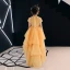 High Low Gold Flower Girl Dresses 2019 A-Line / Princess High Neck Short Sleeve Rhinestone Beading Asymmetrical Cascading Ruffles Wedding Party Dresses