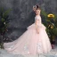 Schöne Pearl Rosa Blumenmädchenkleider 2019 Ballkleid Off Shoulder Spaghettiträger Kurze Ärmel Applikationen Spitze Perle Perlenstickerei Sweep / Pinsel Zug Rüschen Rückenfreies Kleider Für Hochzeit
