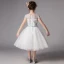 Chic / Beautiful Ivory See-through Flower Girl Dresses 2019 A-Line / Princess Scoop Neck Short Sleeve Sash Appliques Lace Tea-length Ruffle Wedding Party Dresses